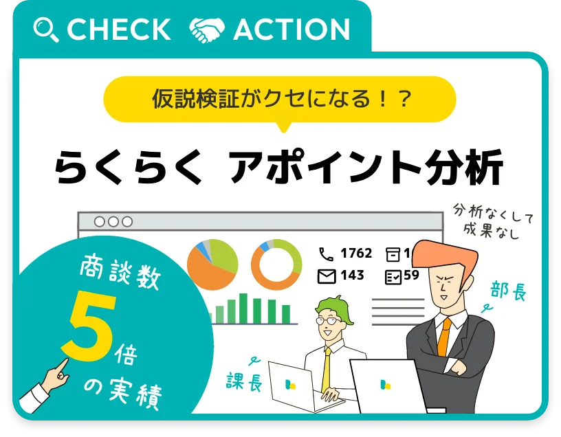 CHECK・ACTION 仮説検証がクセになる！？らくらくアポイント分析 商談数5倍の実績